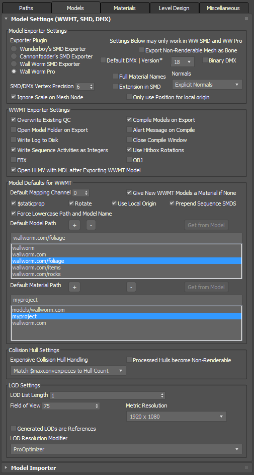 Global Model Settings